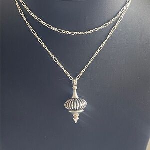 Vintage Lagos Sterling Silver Fluted Onion Drop Pendant Necklace.